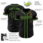 Maillot de baseball personnalisé noir-noir fluo vert authentique Maillot de baseball personnalisé noir-noir fluo vert authentique