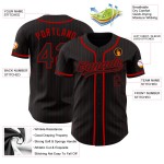Maillot de baseball noir authentique à rayures rouges personnalisé Maillot de baseball noir authentique à rayures rouges personnalisé