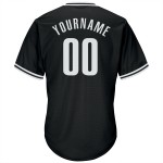 Maillot de baseball noir en tricot côtelé blanc rétro authentique personnalisé Maillot de baseball noir en tricot côtelé blanc rétro authentique personnalisé