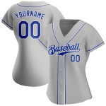 Maillot de baseball personnalisé Royal-White Authentic Grey Maillot de baseball personnalisé Royal-White Authentic Grey