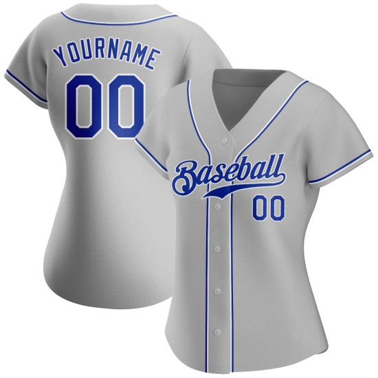 Maillot de baseball personnalisé Royal-White Authentic Grey Maillot de baseball personnalisé Royal-White Authentic Grey