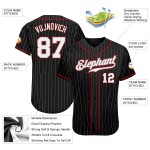 Maillot de baseball authentique à rayures blanches et rouges, gris, personnalisé, noir Maillot de baseball authentique à rayures blanches et rouges, gris, personnalisé, noir