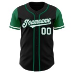 Maillot de baseball deux couleurs, noir, blanc et vert Kelly, ton personnalisé, authentique Maillot de baseball deux couleurs, noir, blanc et vert Kelly, ton personnalisé, authentique