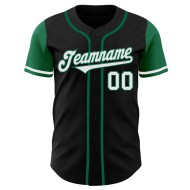 Maillot de baseball deux couleurs, noir, blanc et vert Kelly, ton personnalisé, authentique