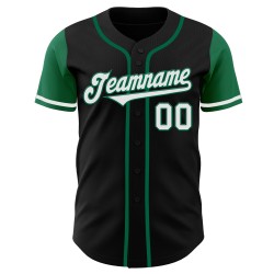 Maillot de baseball deux couleurs, noir, blanc et vert Kelly, ton personnalisé, authentique