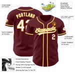 Maillot de baseball authentique blanc-or bordeaux personnalisé Maillot de baseball authentique blanc-or bordeaux personnalisé