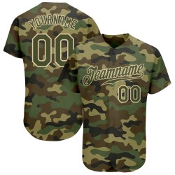 Maillot de baseball authentique avec camouflage olive et crème