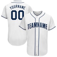 Maillot de baseball blanc personnalisé bleu marine