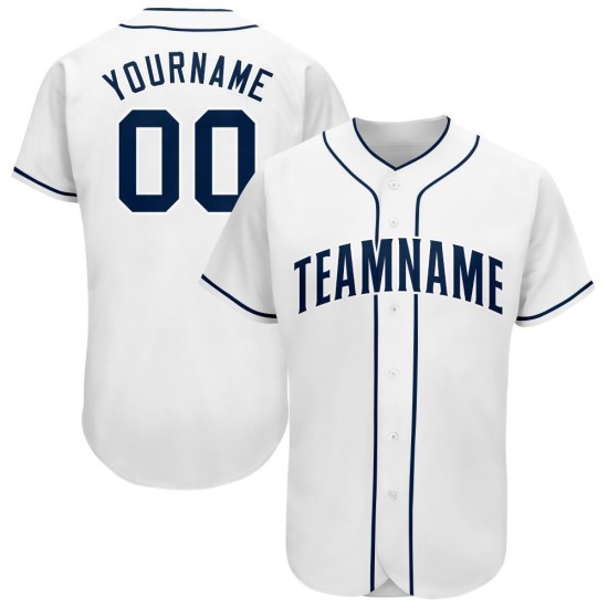 Maillot de baseball blanc personnalisé bleu marine Maillot de baseball blanc personnalisé bleu marine
