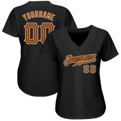Maillot de baseball authentique noir orange-blanc personnalisé du Texas