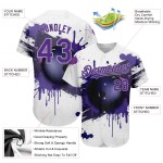 Authentique Balle Violet-Gris Blanc Jersey Baseball Motif Personnalisé 3D Bowling Authentique Balle Violet-Gris Blanc Jersey Baseball Motif Personnalisé 3D Bowling