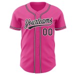 Maillot de baseball authentique personnalisé noir-blanc-rose Maillot de baseball authentique personnalisé noir-blanc-rose