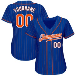 Maillot de baseball Royal authentique personnalisé à rayures orange et blanc