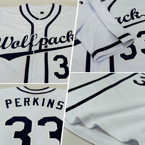 Maillot de baseball blanc personnalisé bleu marine Maillot de baseball blanc personnalisé bleu marine