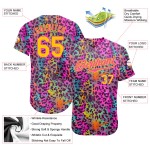 Maillot de baseball personnalisé 3D authentique, motif graffiti coloré, léopard doré et rose Maillot de baseball personnalisé 3D authentique, motif graffiti coloré, léopard doré et rose