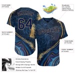 Maillot de baseball bleu marine marbré - Motif 3D personnalisé Maillot de baseball bleu marine marbré - Motif 3D personnalisé