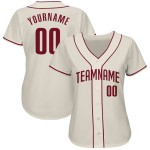 Maillot de baseball personnalisé authentique, couleur crème cramoisie Maillot de baseball personnalisé authentique, couleur crème cramoisie
