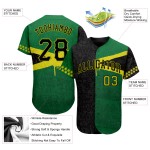 Maillot de baseball authentique 3D Graffiti Jamaica personnalisé à motif noir et vert Maillot de baseball authentique 3D Graffiti Jamaica personnalisé à motif noir et vert