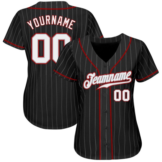 Maillot de baseball authentique à rayures blanches et rouges, gris, personnalisé, noir Maillot de baseball authentique à rayures blanches et rouges, gris, personnalisé, noir