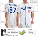 Maillot de baseball blanc royal-rouge personnalisé authentique Maillot de baseball blanc royal-rouge personnalisé authentique