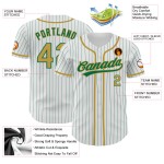 Maillot de baseball Green Old Kelly personnalisé authentique à rayures blanches et dorées Maillot de baseball Green Old Kelly personnalisé authentique à rayures blanches et dorées