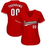 Maillot de baseball rouge personnalisé blanc-noir Maillot de baseball rouge personnalisé blanc-noir