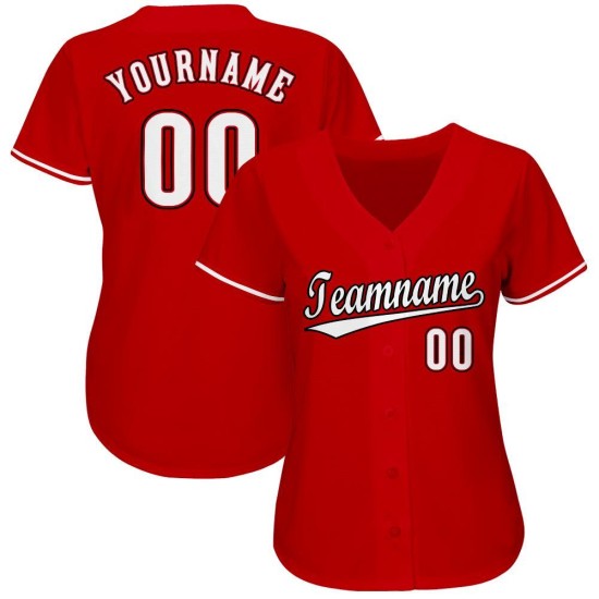 Maillot de baseball rouge personnalisé blanc-noir Maillot de baseball rouge personnalisé blanc-noir