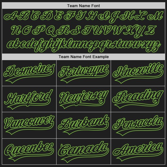Maillot de baseball personnalisé noir-noir fluo vert authentique Maillot de baseball personnalisé noir-noir fluo vert authentique