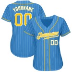 Maillot de baseball blanc à rayures authentiques, or et blanc, bleu poudre Maillot de baseball blanc à rayures authentiques, or et blanc, bleu poudre