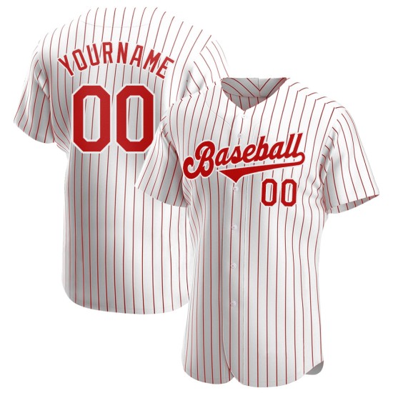 Maillot de baseball blanc authentique à rayures fines, rouge et blanc Maillot de baseball blanc authentique à rayures fines, rouge et blanc
