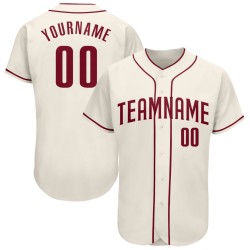 Maillot de baseball personnalisé authentique, couleur crème cramoisie