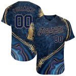 Maillot de baseball bleu marine marbré - Motif 3D personnalisé Maillot de baseball bleu marine marbré - Motif 3D personnalisé