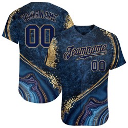 Maillot de baseball bleu marine marbré - Motif 3D personnalisé