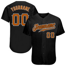 Maillot de baseball authentique noir orange-blanc personnalisé du Texas