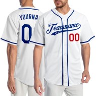 Maillot de baseball blanc royal-rouge personnalisé authentique